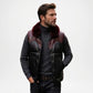 black fur collar leather vest men