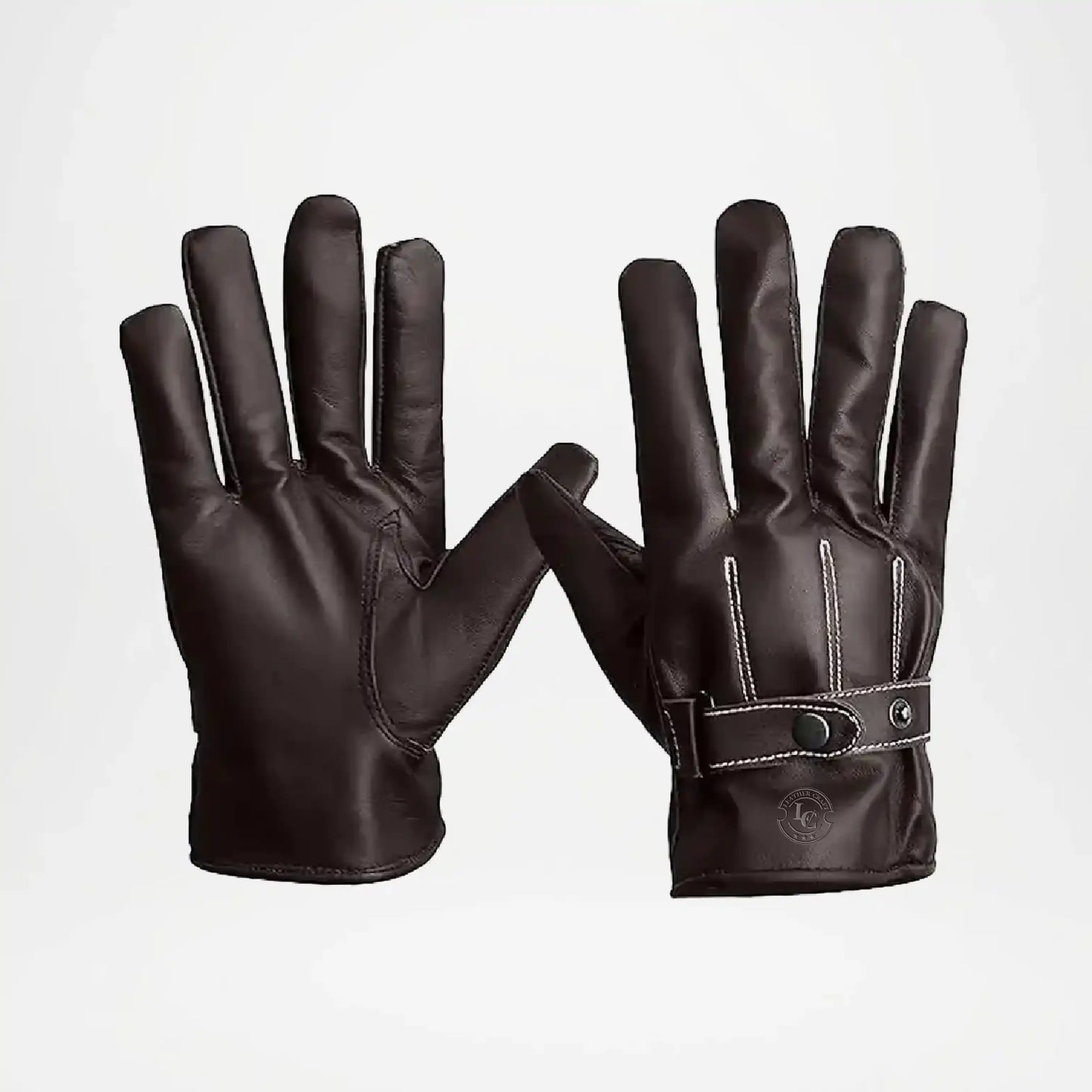 Mens pairs Brown Leather Motorcycle Gloves