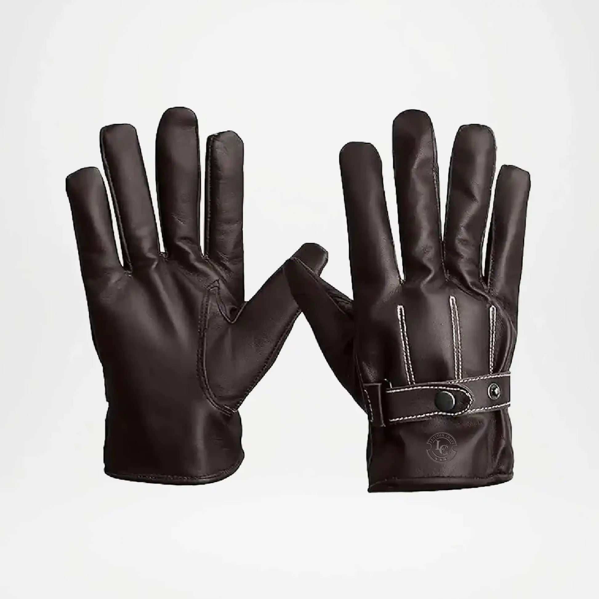Mens pairs Brown Leather Motorcycle Gloves