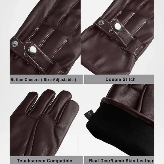 Mens Brown Leather Motorcycle Gloves