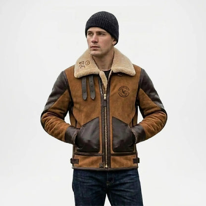 mens brown shearling aviator jacket