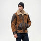 brown aviator leather jacket men shearling