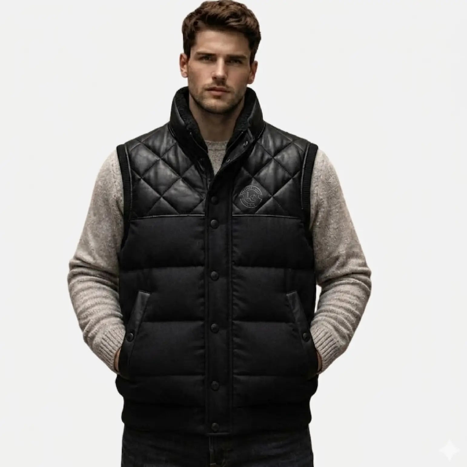 mens black quilted puffer vest