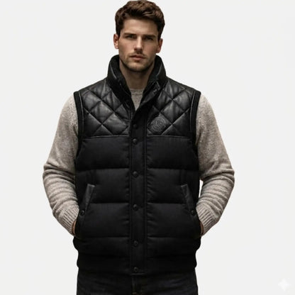 mens black quilted puffer vest