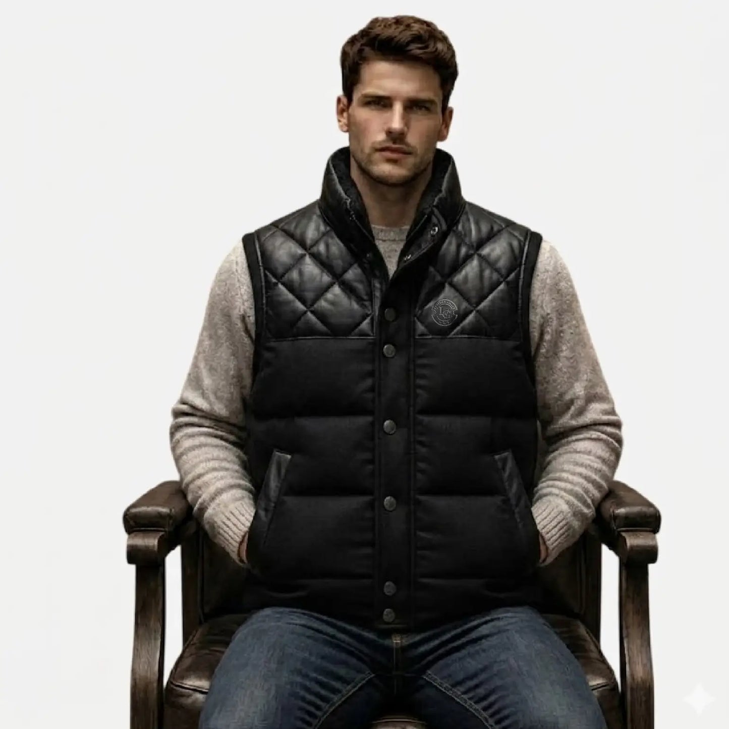 black puffer vest men quilted style