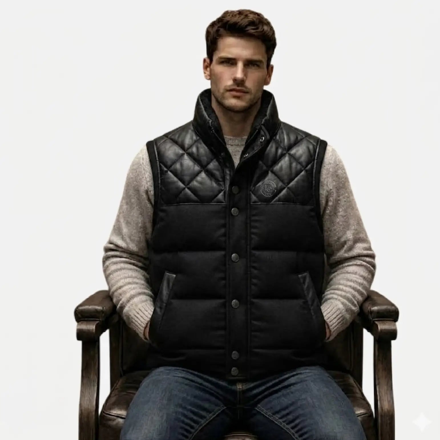 black puffer vest men quilted style