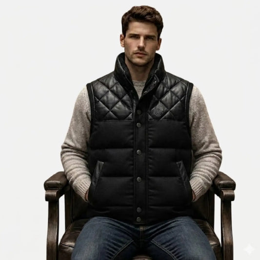 black puffer vest men quilted style