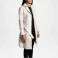 womens off white leather overcoat