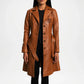 Brown leather coat 