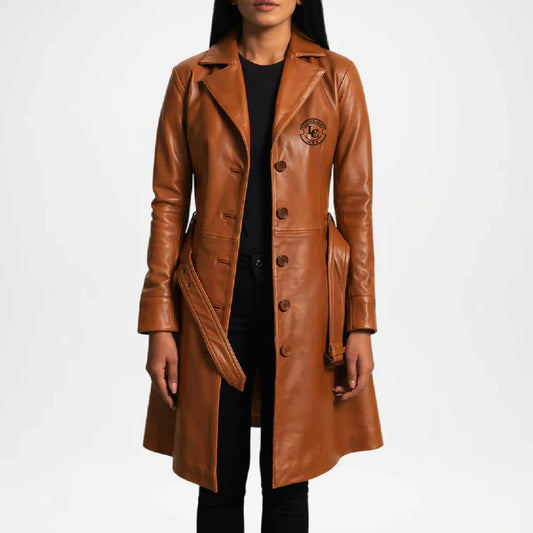 Brown leather coat 
