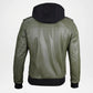 Men’s olive green bomber jacket with rib-knit collar