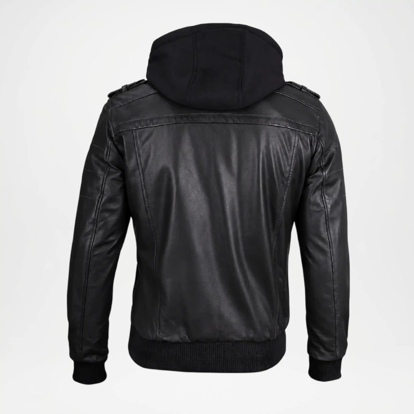 mens black leather bomber jacket