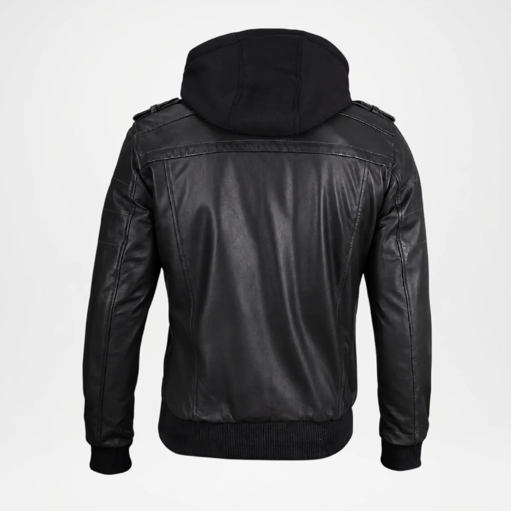 mens black leather bomber jacket