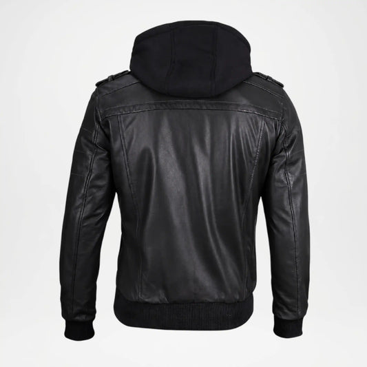 mens black leather bomber jacket