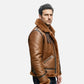 brown leather jacket men shearling style