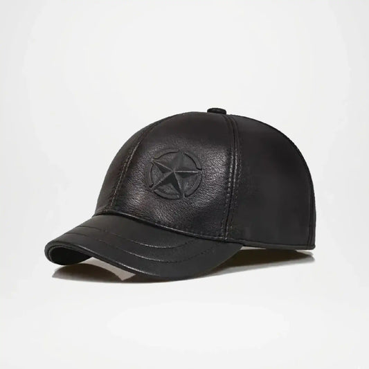 Leather Baseball Caps for Men Premium Black Cap