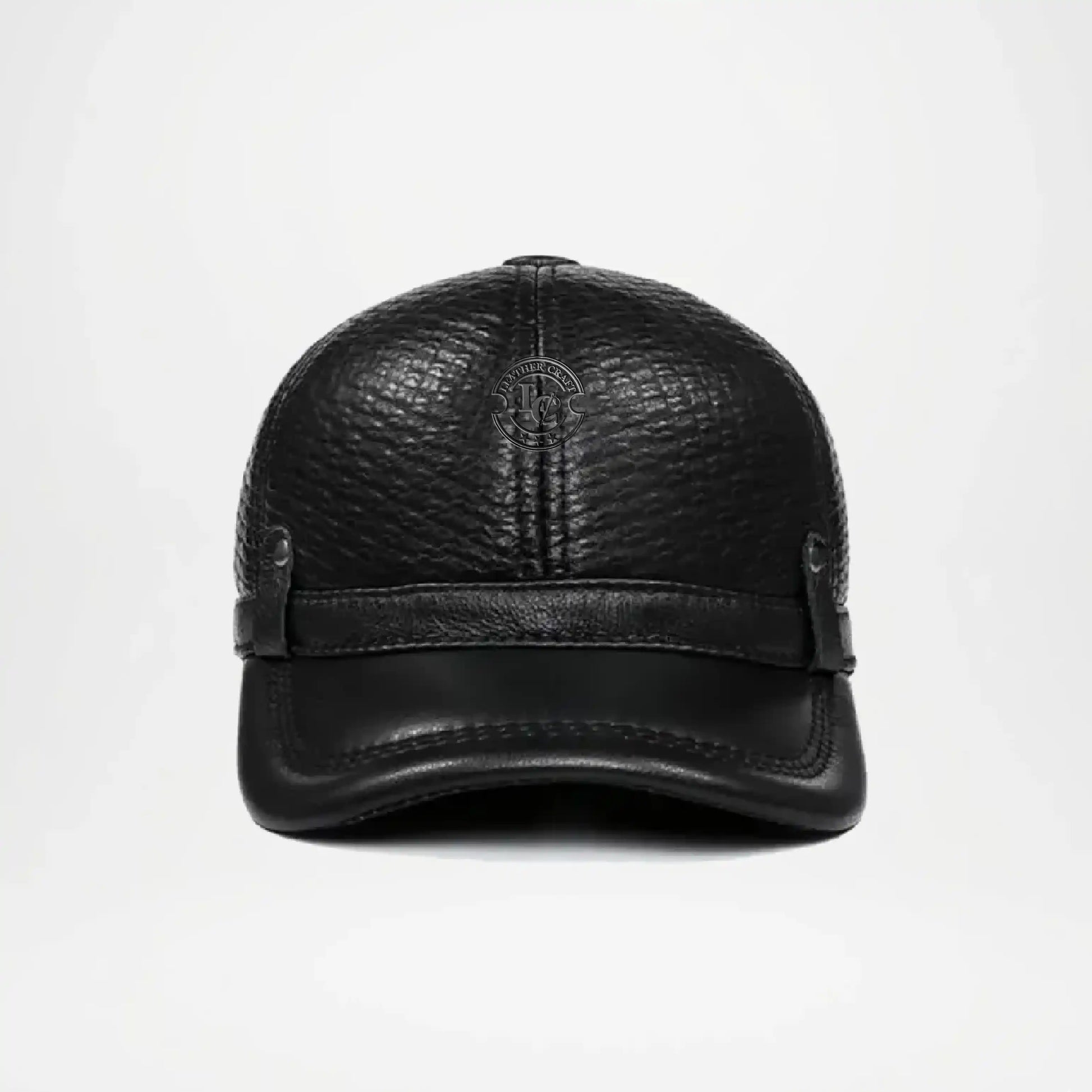 Plain Genuine Leather Army Cap for Men
