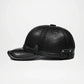 Black Leather Army Cap for Men