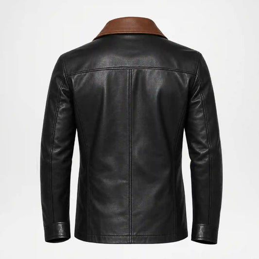 Back view Of Quilted Leather Trench Coat Men