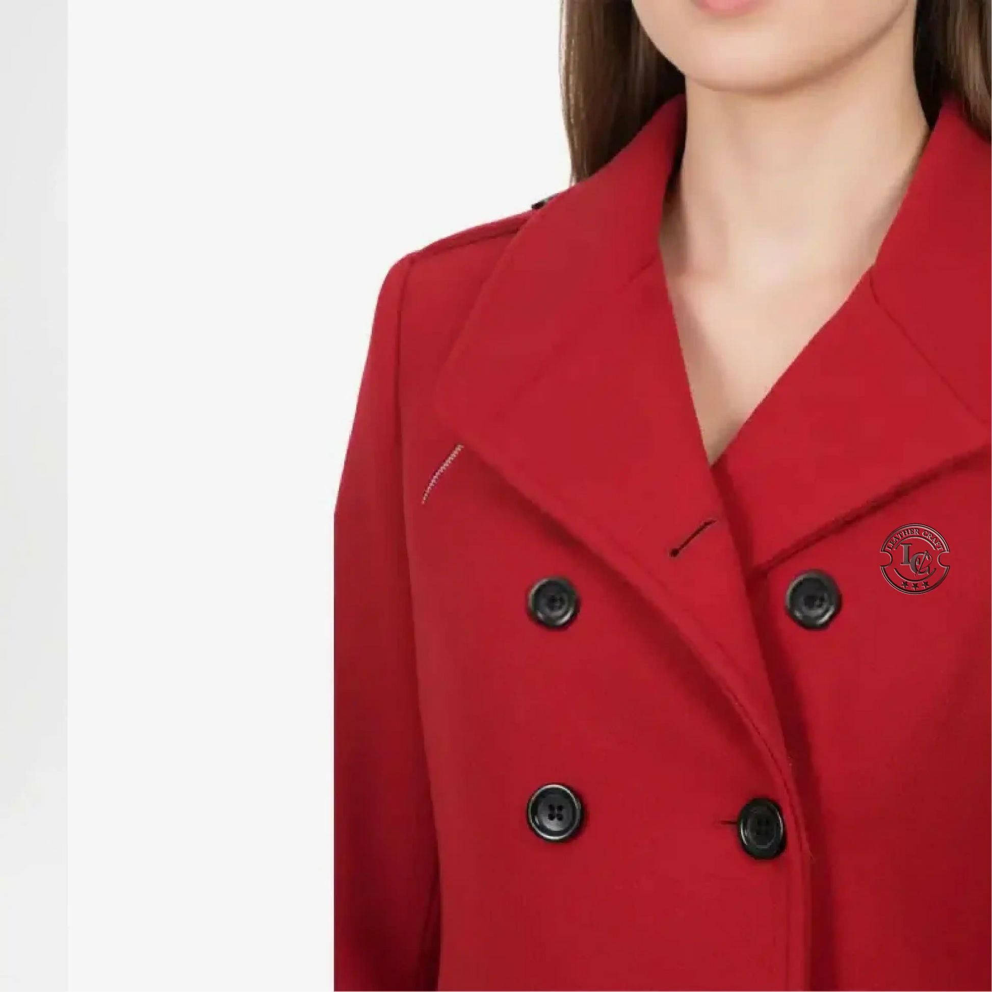 red wool peacoat women classic style