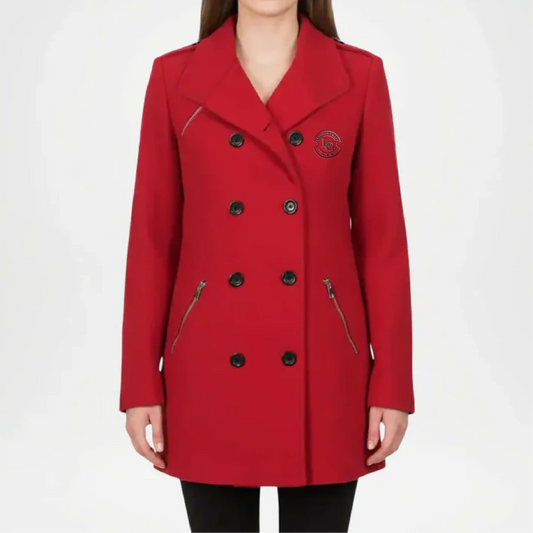 womens red wool peacoat double breasted