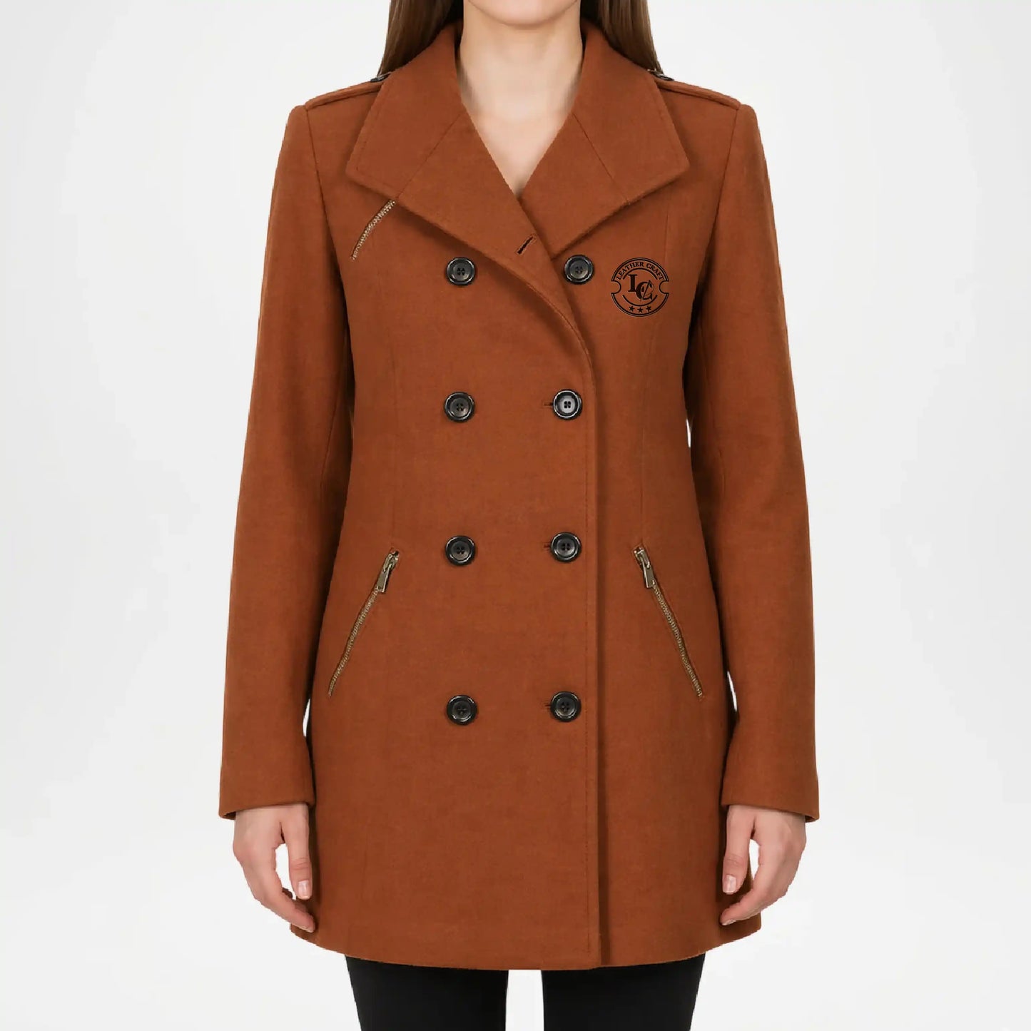 Brown Wool Peacoat Women