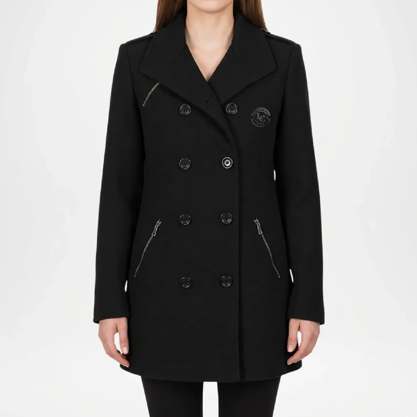 Black Wool Peacoat Women
