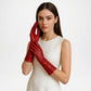 Red Leather Gloves for Women