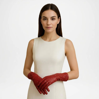 red leather driving gloves women
