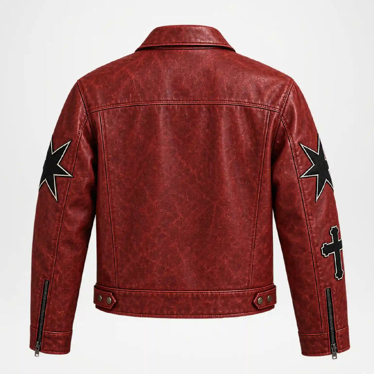 Back view off Red Leather Jacket Halloween Style