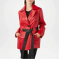 womens red leather trench coat