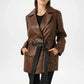  Women’s Brown Leather Trench Coat