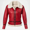 womens red sherpa leather jacket