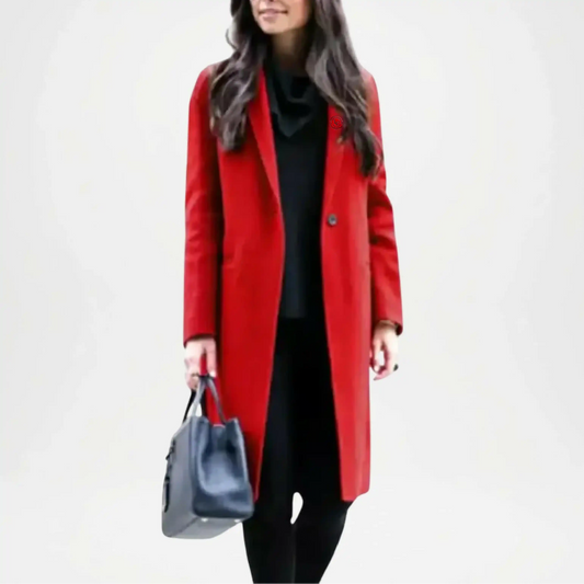 red wool winter coat women classic fit