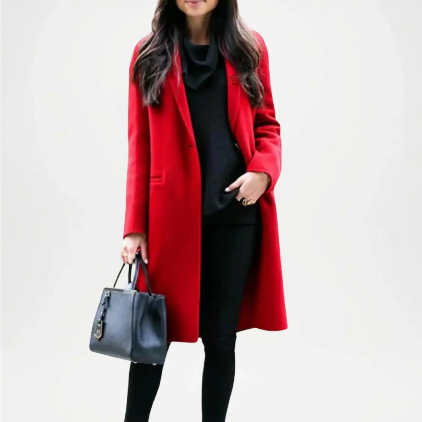 womens red wool coat single breasted