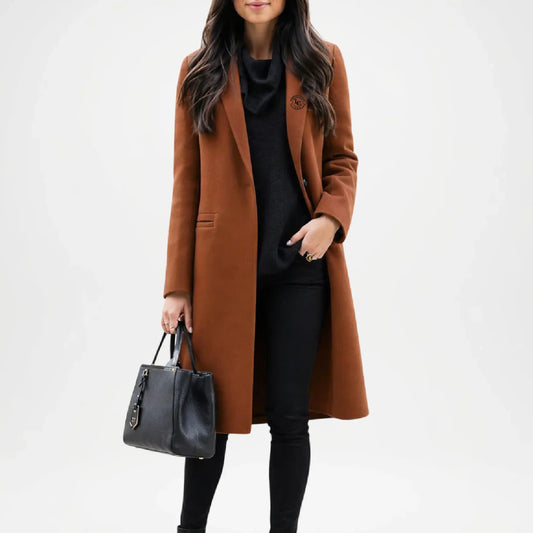 Brown Wool Walker Coat for Women
