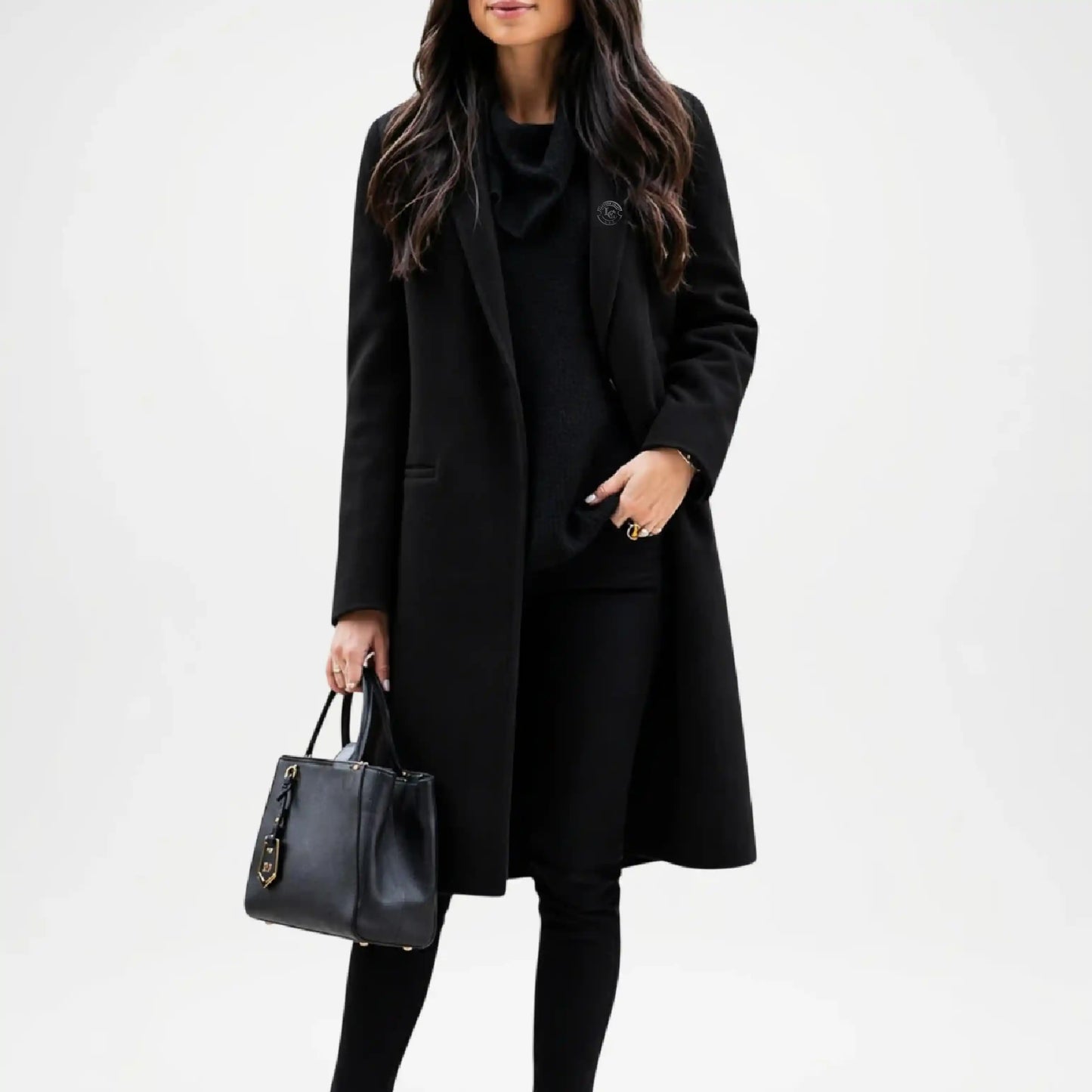 womens black wool walker coat
