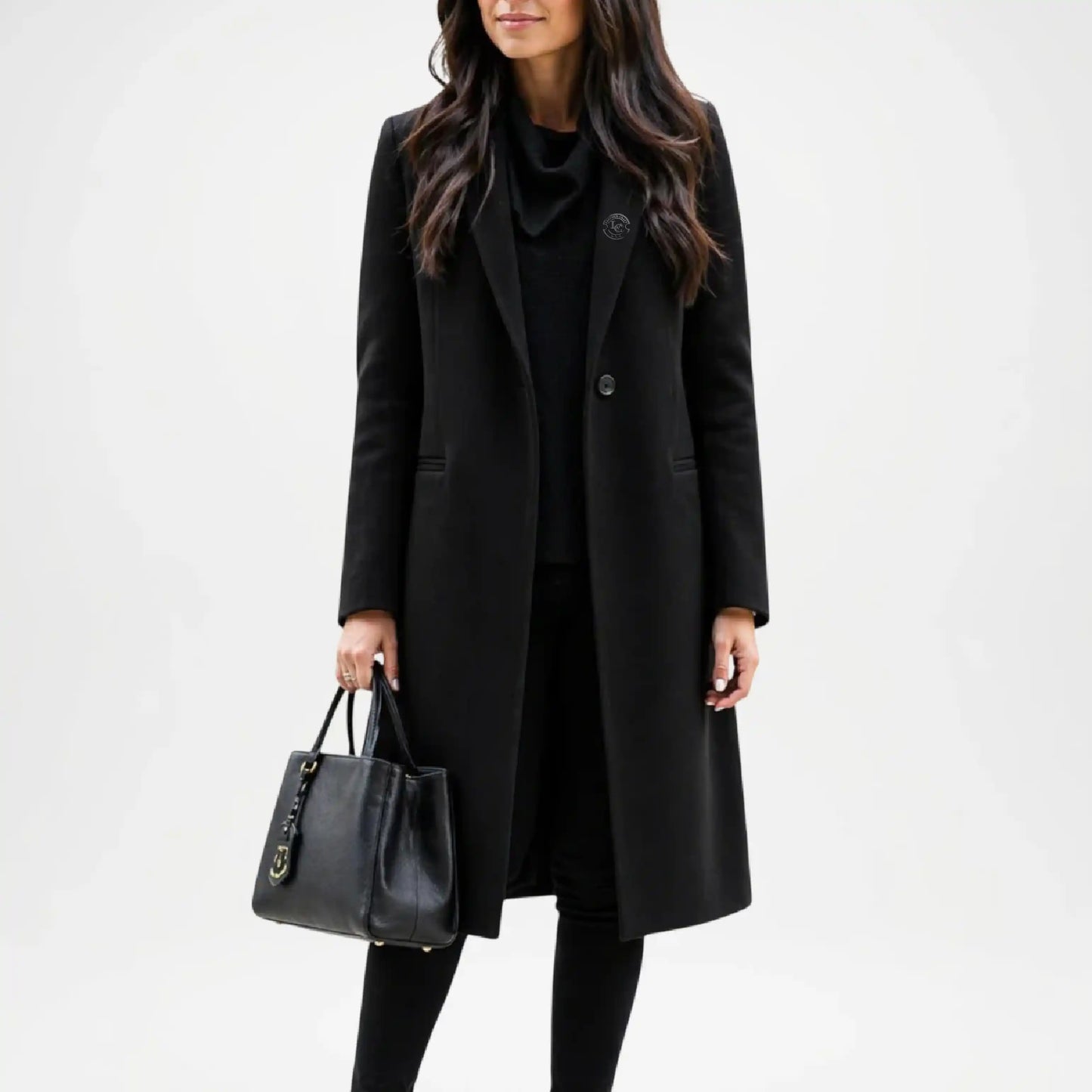 Black Wool Walker Coat Women