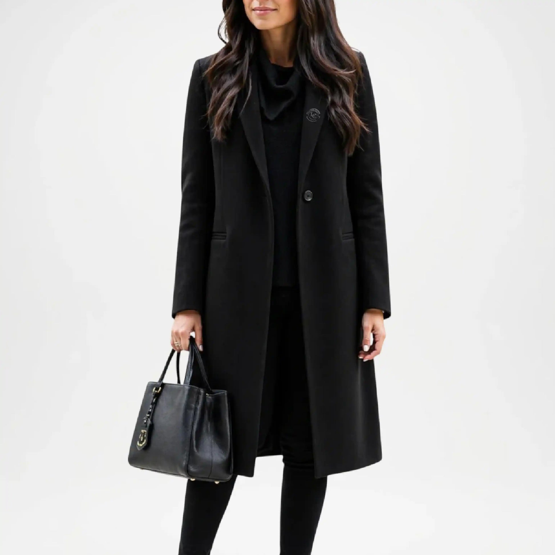 Black Wool Walker Coat Women