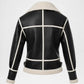 Black Sherpa Leather Jacket for Women