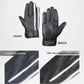 Black leather gloves showing front and back views