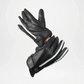 Black leather gloves with perforated design