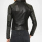 black moto jacket women studs style