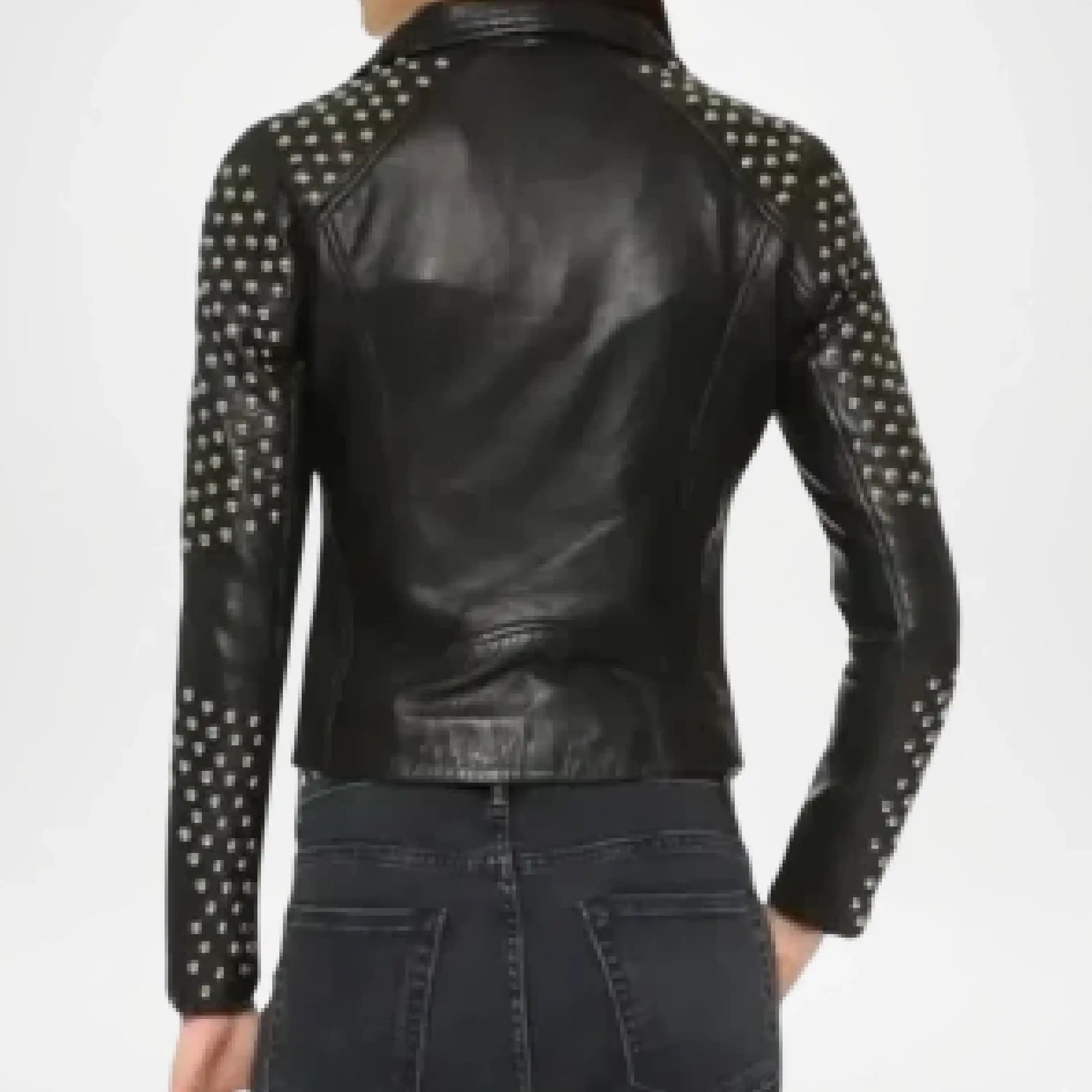 black moto jacket women studs style