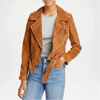 womens tan brown cropped suede jacket