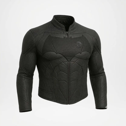 Mens Batman Leather Jacket Black Logo Style