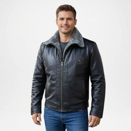 mens black fur bomber jacket