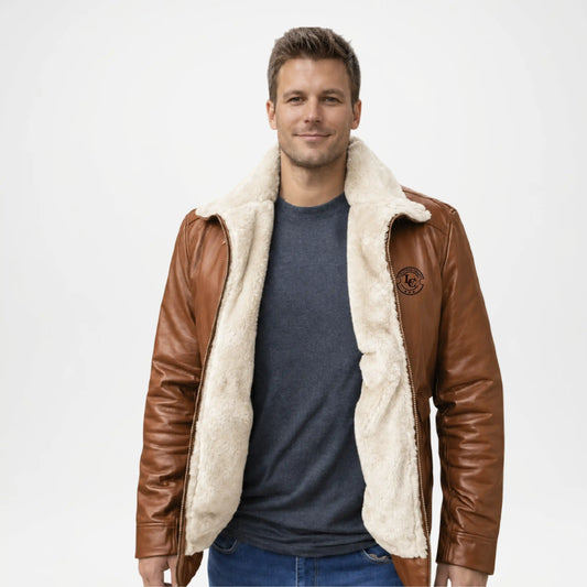 mens brown fur bomber jacket