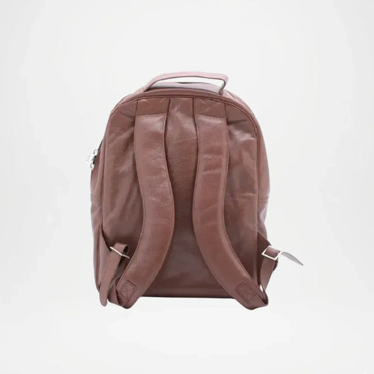 Trio Brown Leather Laptop Backpack for Men