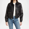 black leather bomber jacket for women